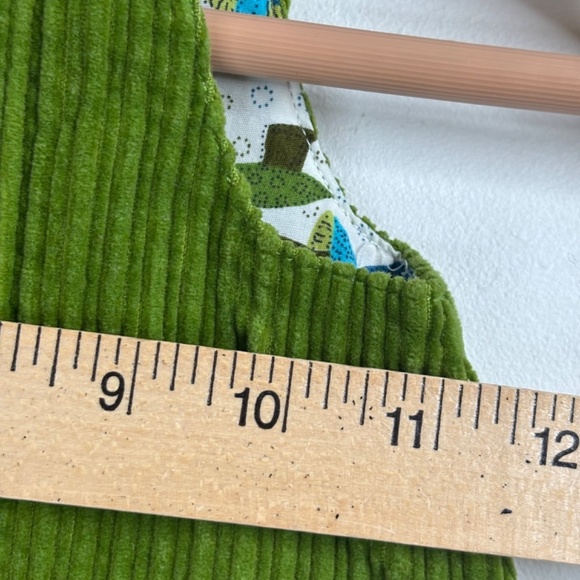 VTG Y2K Gymboree Corduroy Pea Coat Dress Set 18M Green Toggle Button Mushroom - Picture 11 of 12